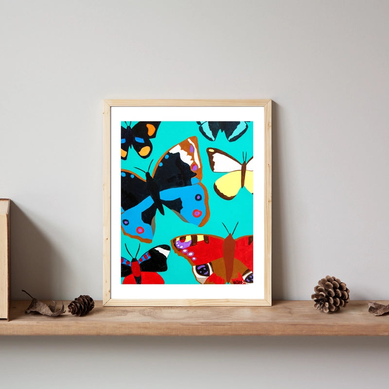 Haley's Butterflies on Turquoise Print