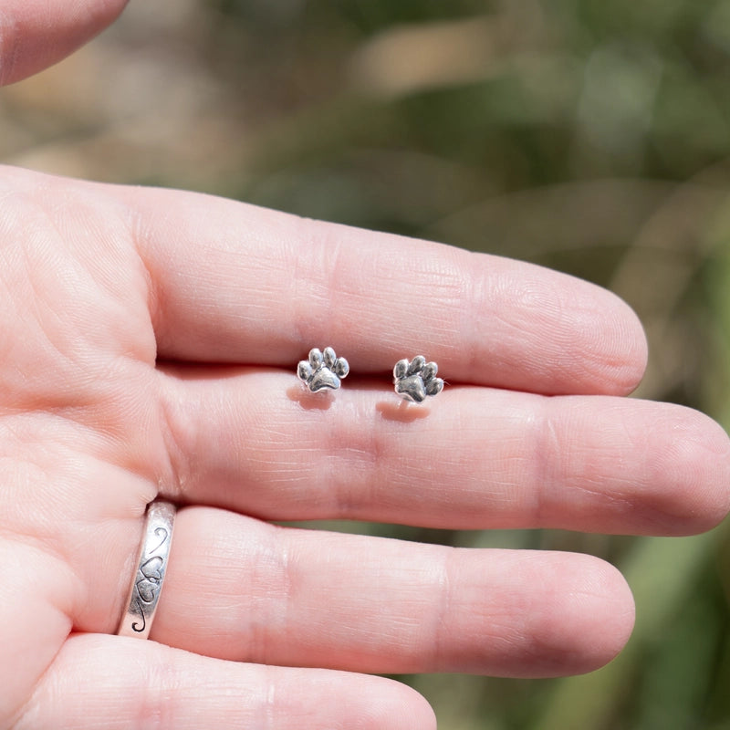 Sterling Silver Paw Stud Earrings