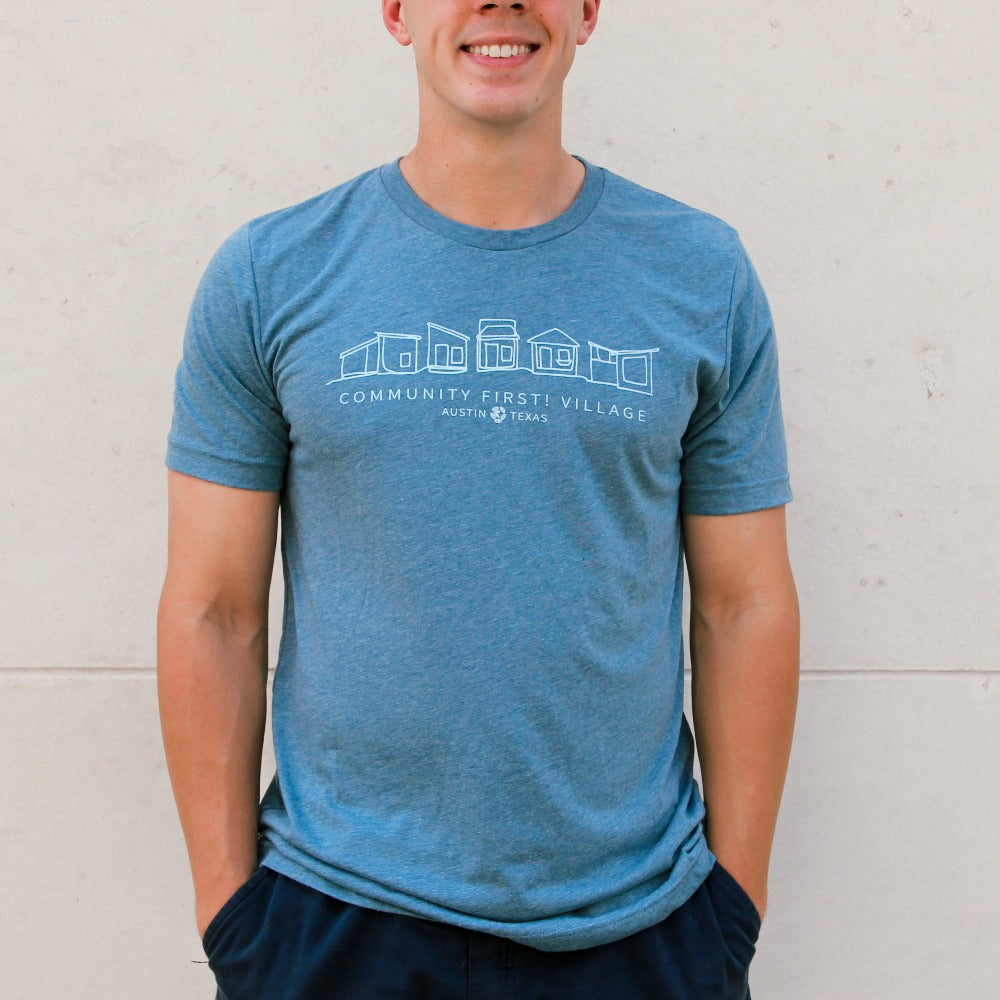 community first village tiny home shirt denim