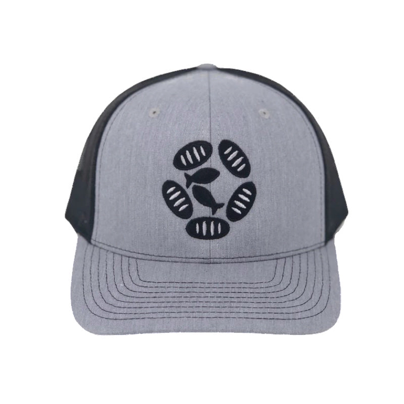 mobile loaves and fishes grey trucker hat
