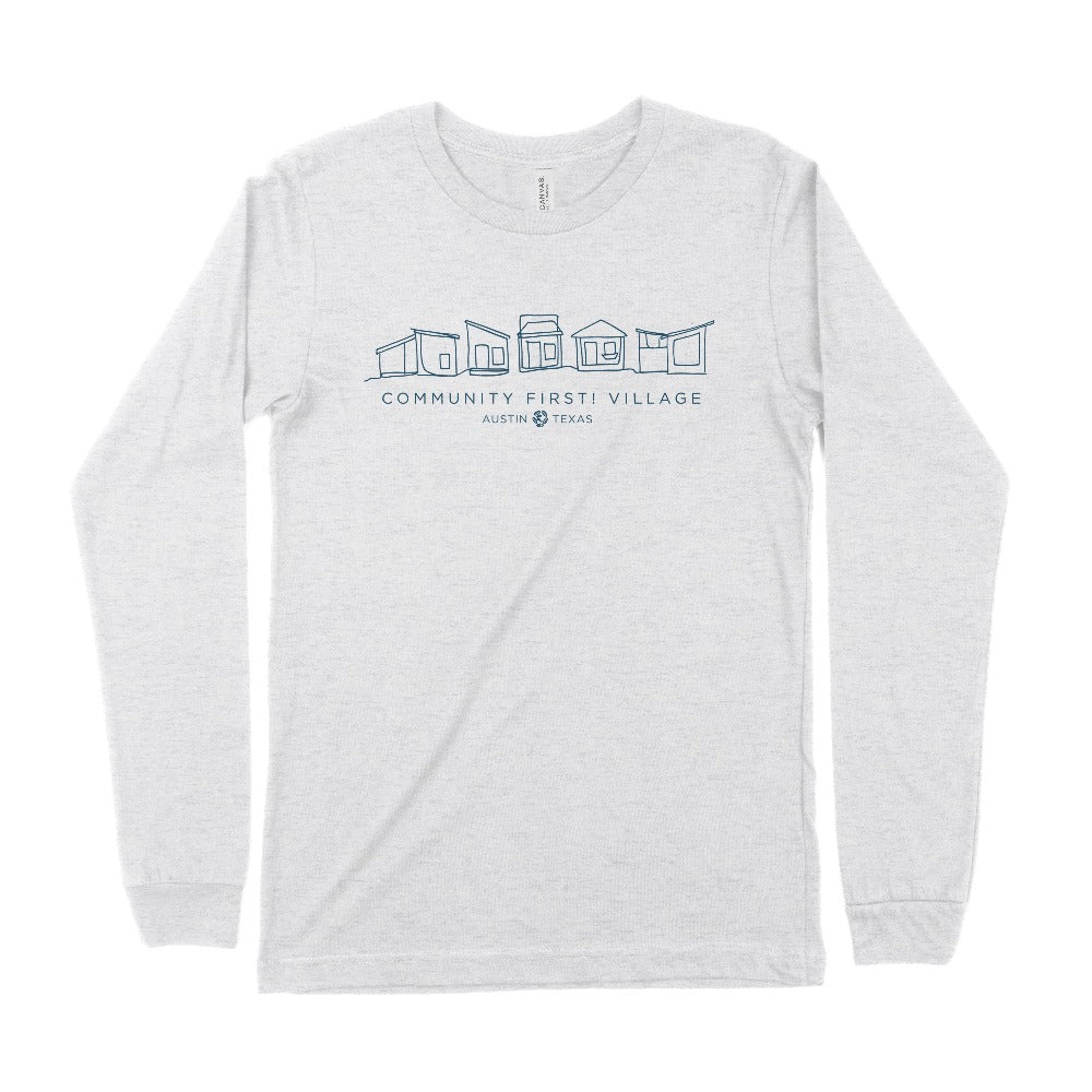 community first village tiny home long sleeve shirt gray