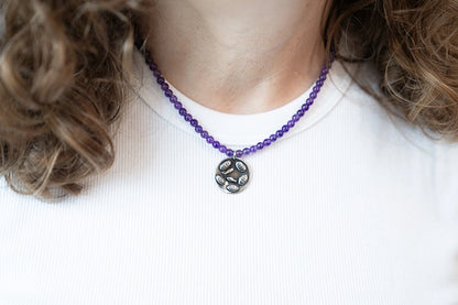 Beaded Icon Pendant Necklace - Amethyst