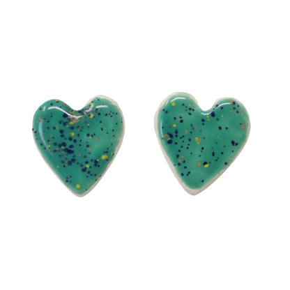 Speckled Ceramic Heart Earrings