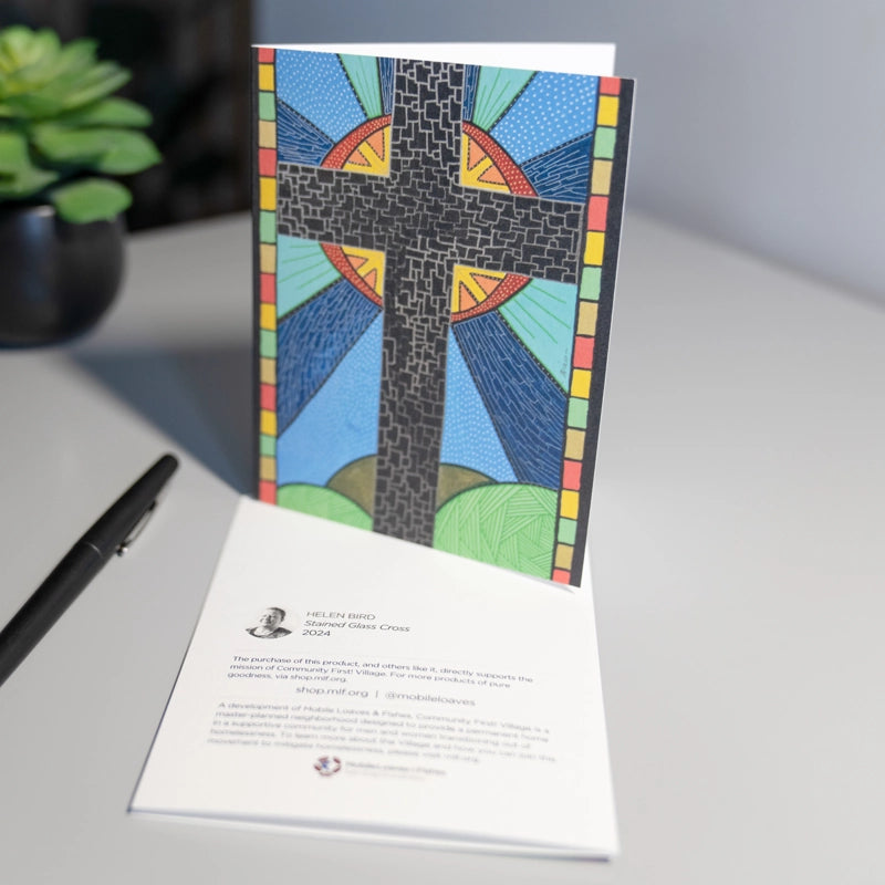 Helen's Stained Glass Cross Notecards