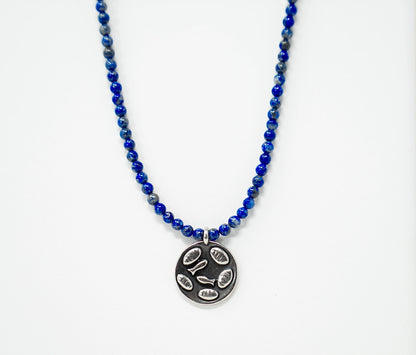 Beaded Icon Pendant Necklace - Lapis