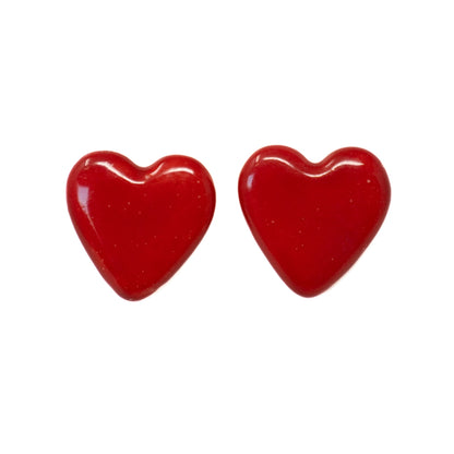 Red Ceramic Heart Earrings