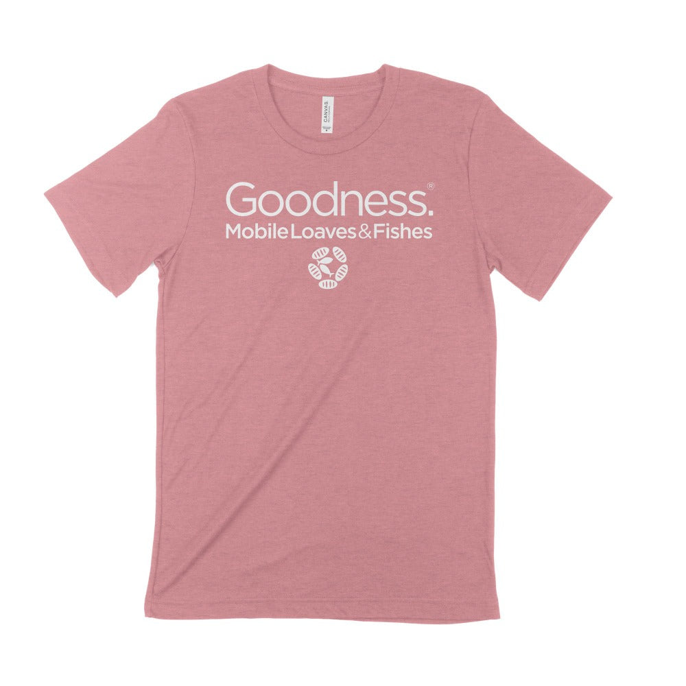 mobile loaves and fishes goodness shirt orchid
