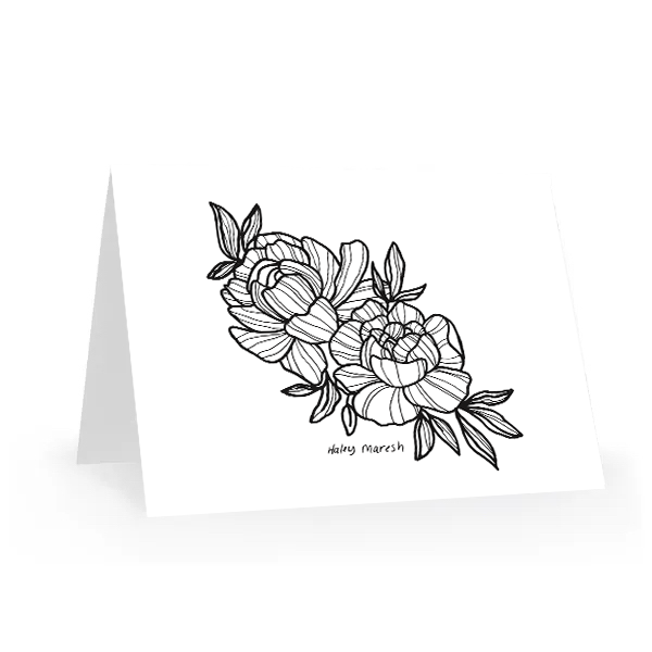 Haley's Ink Flowers Two Notecards