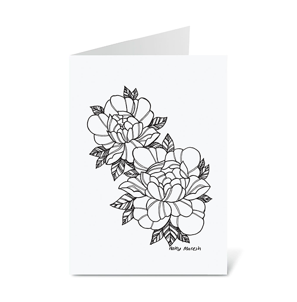 Haley's Ink Flowers One Notecards