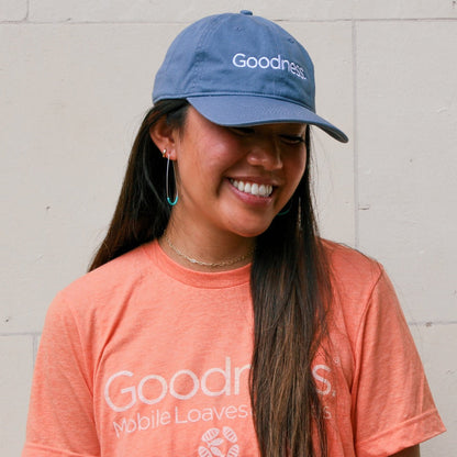 mobile loaves and fishes goodness dad cap blue