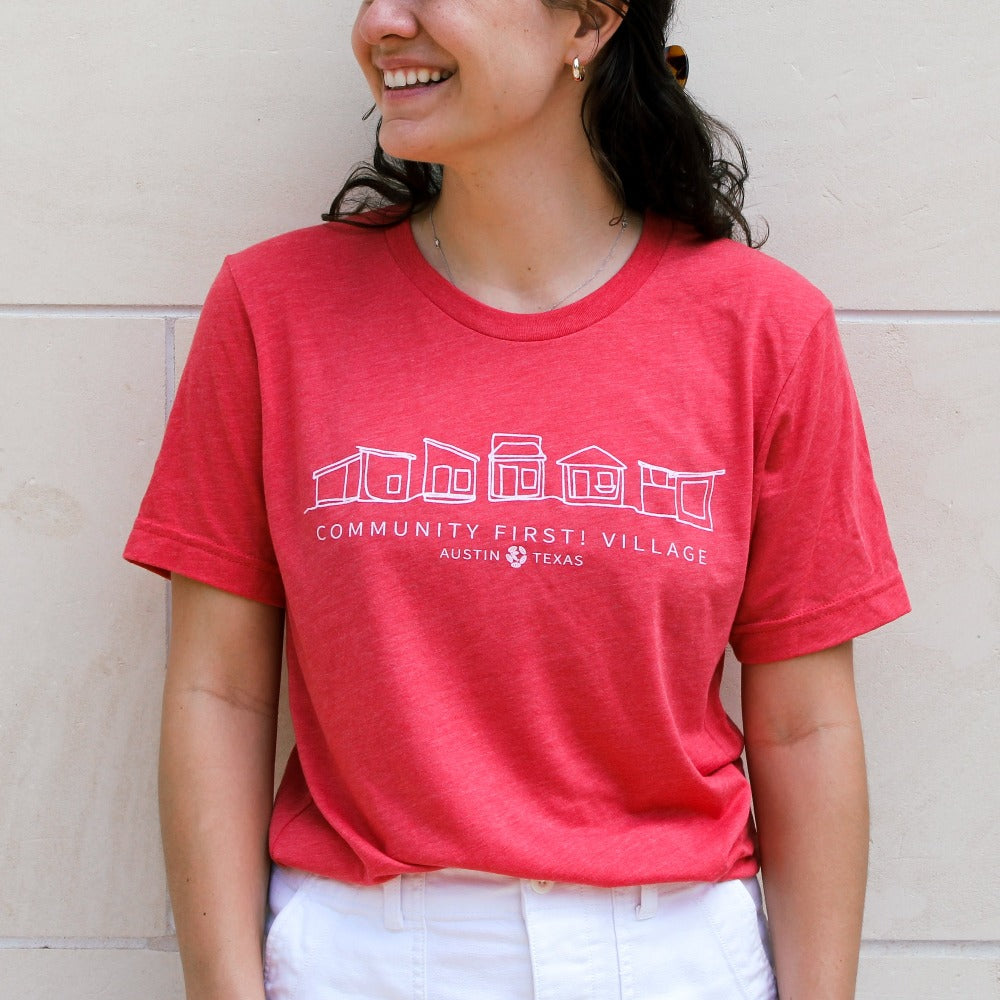 community first village tiny home shirt red